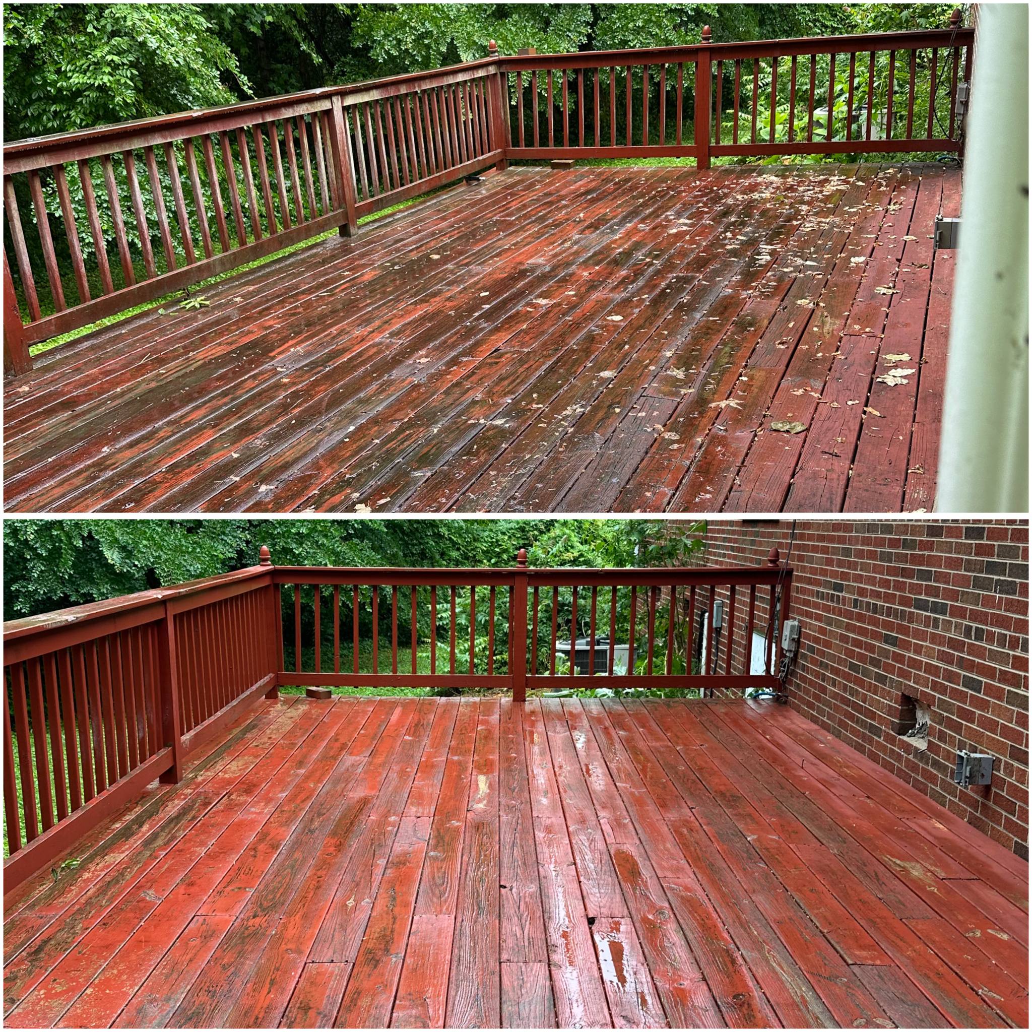 Wood deck cleaning
